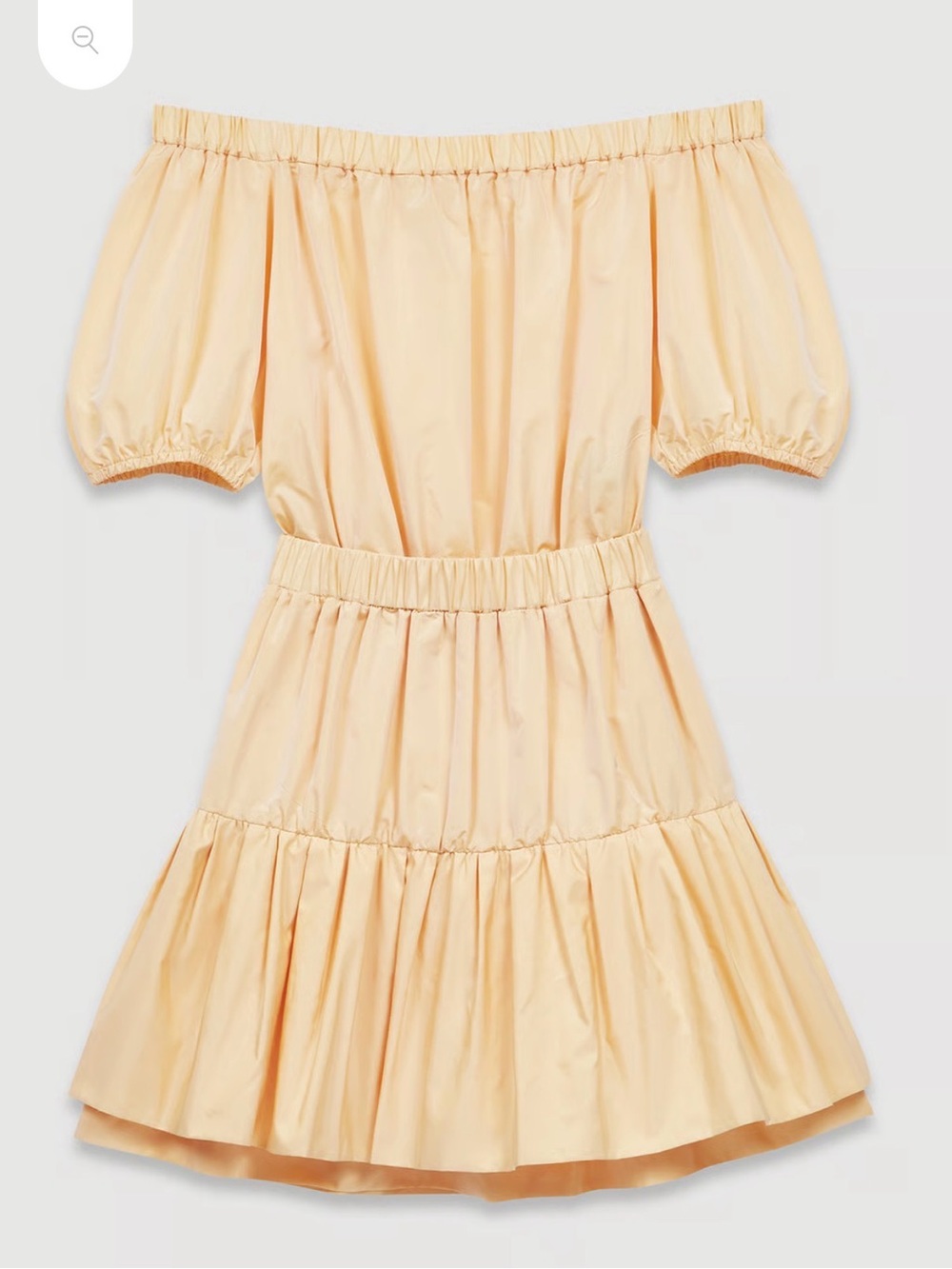 Maje Peach Off-Shoulder Tiered Mini Dress